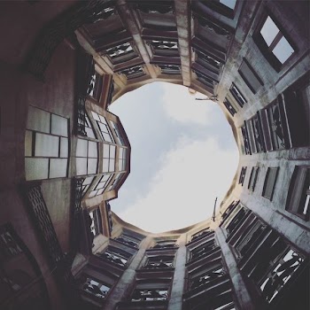 low angle photography of black building