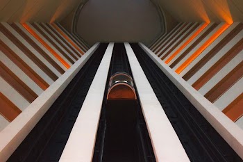 low angle photography of building interior