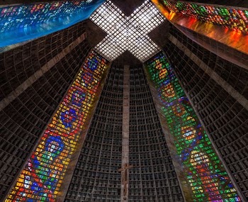 low-angle photography of church ceiling
