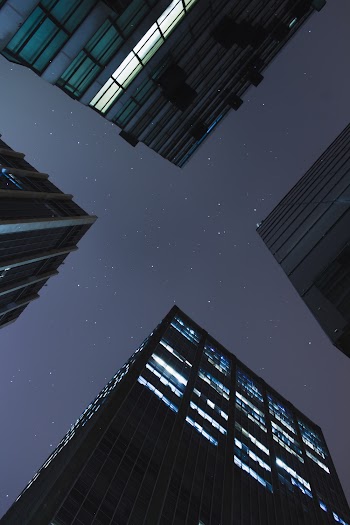 Low-angle Photography of Curtain Wall Buildings during Night