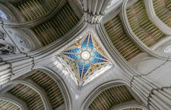 Low Angle Photography of Stained Glass Ceiling