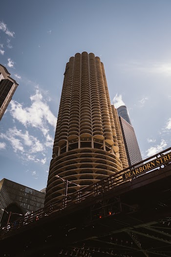 Low angle shot of a beige concrete building