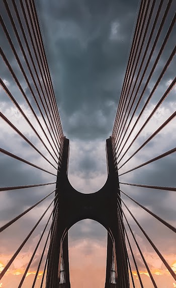 Low Angle Shot of a Suspension Bridge
