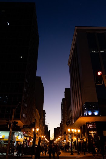 Low Angle Shot of City Buildings At Night