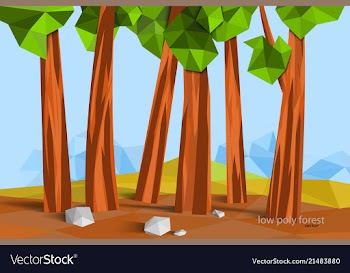 Low poly forest scene vector image