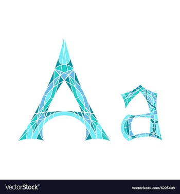 Low poly letter A in blue mosaic polygon vector image