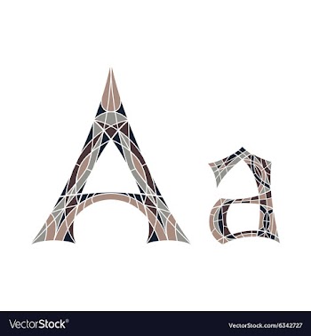 Low poly letter A in brown mosaic polygon vector image