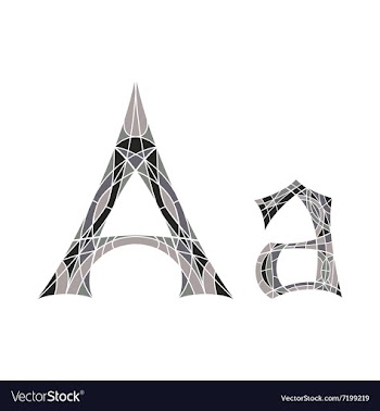 Low poly letter A in gray mosaic polygon vector image