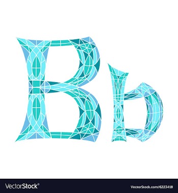 Low poly letter B in blue mosaic polygon vector image