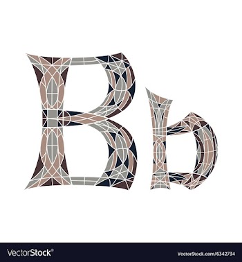 Low poly letter B in brown mosaic polygon vector image