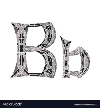 Low poly letter B in gray mosaic polygon vector image