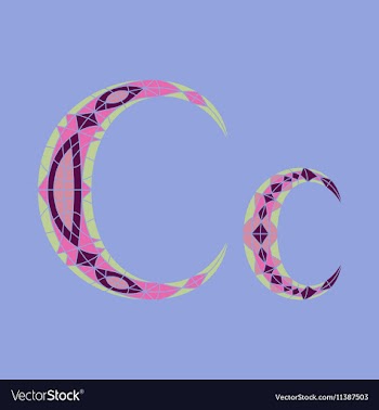 Low poly letter C in colored mosaic polygon vector image