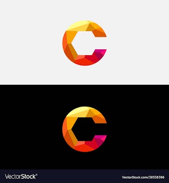 low poly letter c logo