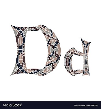 Low poly letter D in brown mosaic polygon vector image