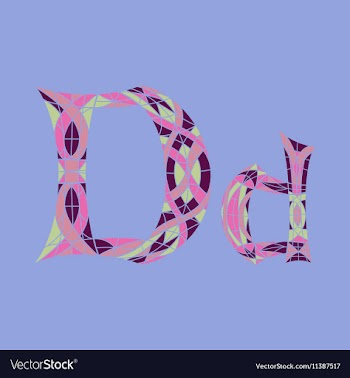 Low poly letter D in colored mosaic polygon vector image