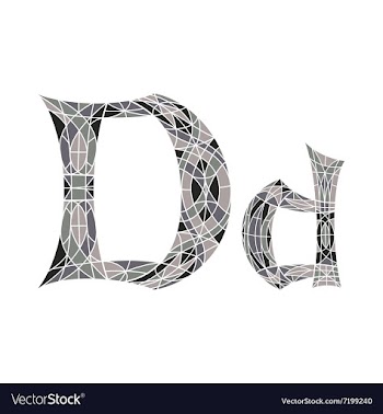 Low poly letter D in gray mosaic polygon vector image