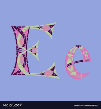 Low poly letter E in colored mosaic polygon vector image