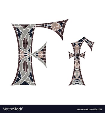 Low poly letter F in brown mosaic polygon vector image