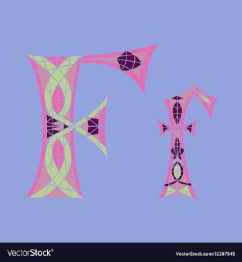 Low poly letter F in colored mosaic polygon vector image