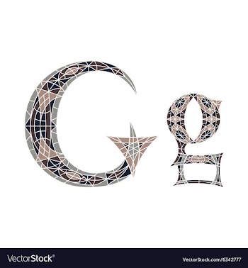 Low poly letter G in brown mosaic polygon vector image