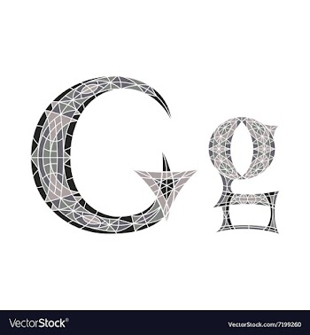 Low poly letter G in gray mosaic polygon vector image