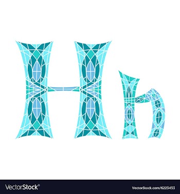 Low poly letter H in blue mosaic polygon vector image
