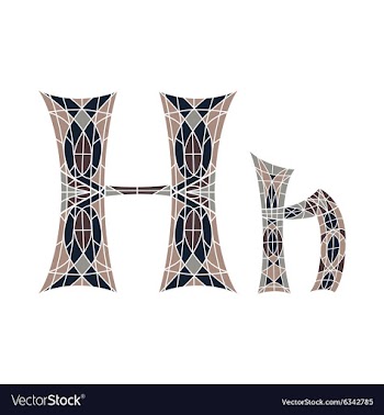 Low poly letter H in brown mosaic polygon vector image