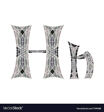 Low poly letter H in gray mosaic polygon vector image