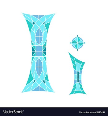 Low poly letter I in blue mosaic polygon vector image