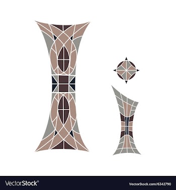 Low poly letter I in brown mosaic polygon vector image