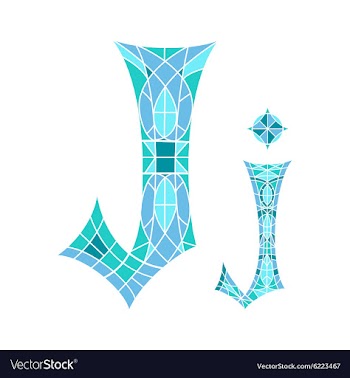 Low poly letter J in blue mosaic polygon vector image