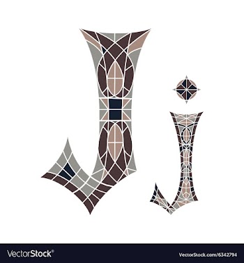 Low poly letter J in brown mosaic polygon vector image