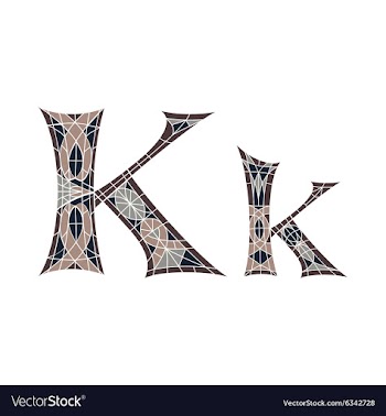 Low poly letter K in brown mosaic polygon vector image