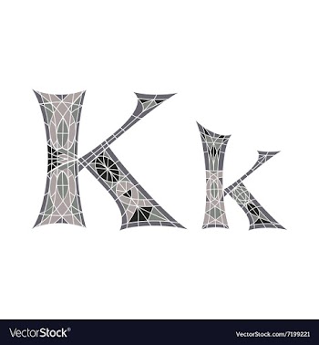 Low poly letter K in gray mosaic polygon vector image