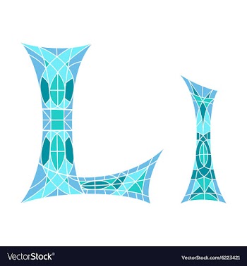 Low poly letter L in blue mosaic polygon vector image