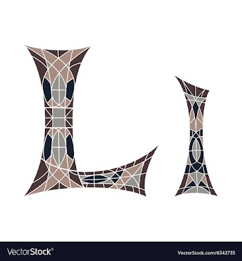 Low poly letter L in brown mosaic polygon vector image