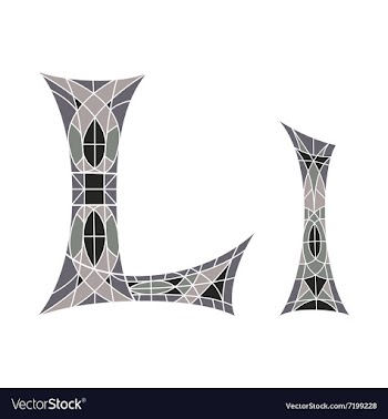 Low poly letter L in gray mosaic polygon vector image