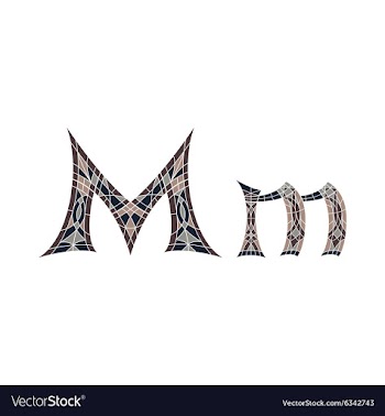 Low poly letter M in brown mosaic polygon vector image