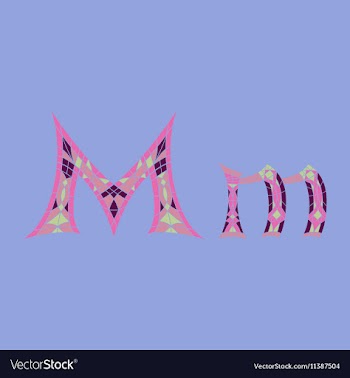 Low poly letter M in colored mosaic polygon vector image