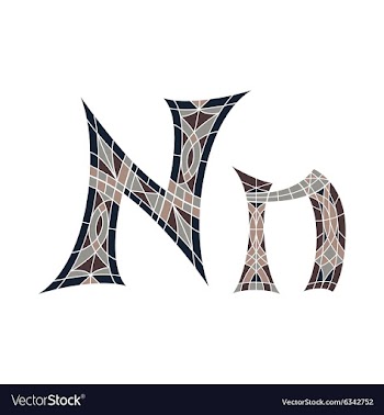 Low poly letter N in brown mosaic polygon vector image