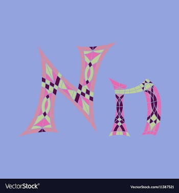 Low poly letter N in colored mosaic polygon vector image