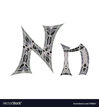 Low poly letter N in gray mosaic polygon vector image