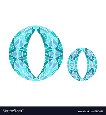 Low poly letter O in blue mosaic polygon vector image
