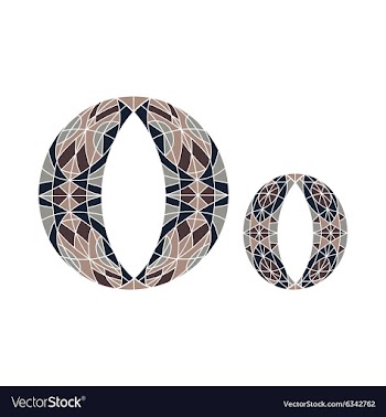 Low poly letter O in brown mosaic polygon vector image