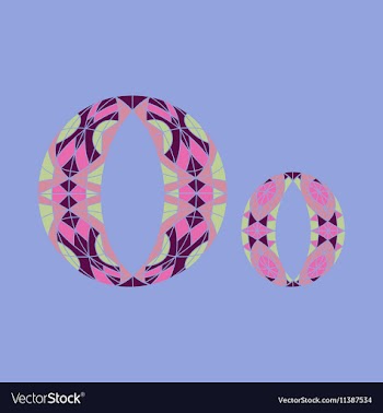 Low poly letter O in colored mosaic polygon vector image