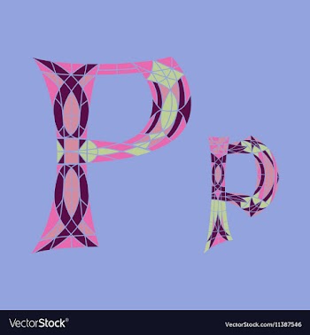 Low poly letter P in colored mosaic polygon vector image