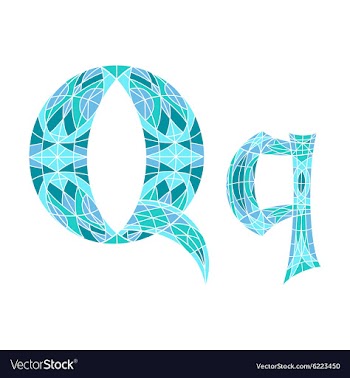 Low poly letter Q in blue mosaic polygon vector image