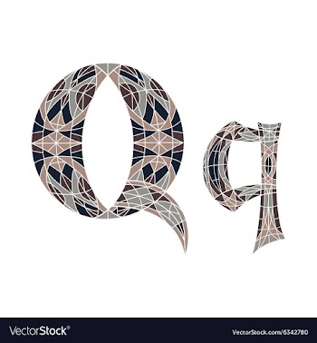 Low poly letter Q in brown mosaic polygon vector image