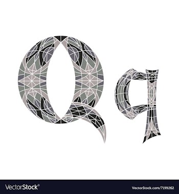 Low poly letter Q in gray mosaic polygon vector image