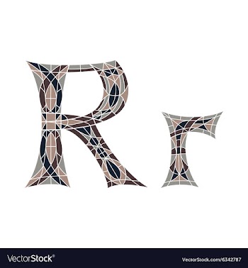 Low poly letter R in brown mosaic polygon vector image